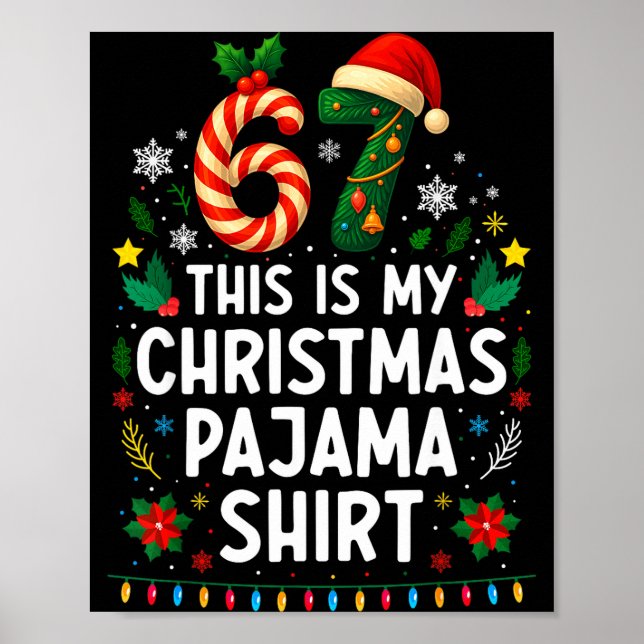 Poster 67 Christmas Pajama Shirt 6 7 Funny Meme Teen Boys (Frente)