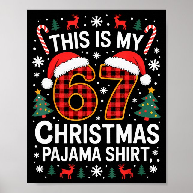 Poster 67 Christmas Pajama Shirt Funny Six Seven Meme Bra (Frente)
