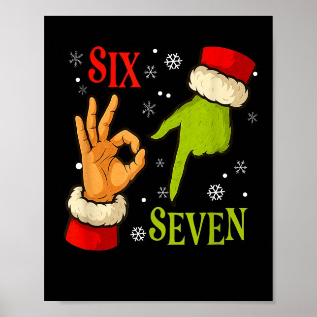 Poster 67 Christmas Santa Claus Green 6 7 Internet Meme X (Frente)