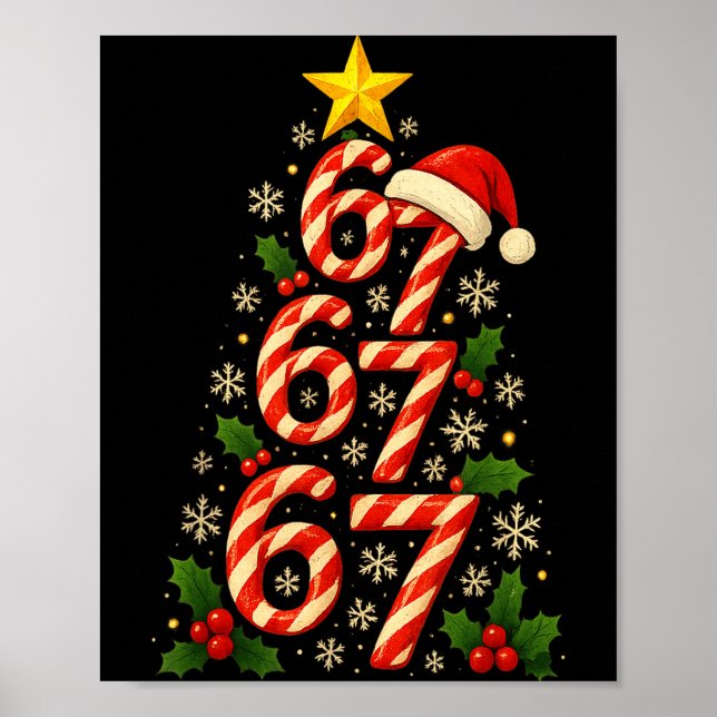 Poster 67 Christmas Tree Candy Cane Holiday Six Seven Mem (Frente)
