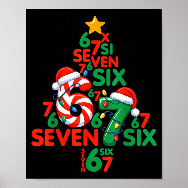 Poster 67 Christmas Tree Candy Cane Holiday Six Seven Mem (Frente)