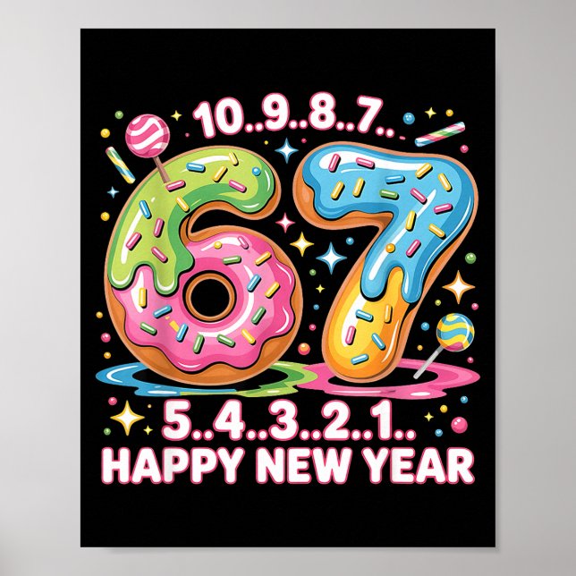 Poster 67 Countdown Happy New Year 2026 Funny Donut Numbe (Frente)