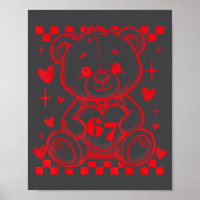 Poster 67 Cute Heart Teddy Bear Valentine's Day Six Seven (Frente)