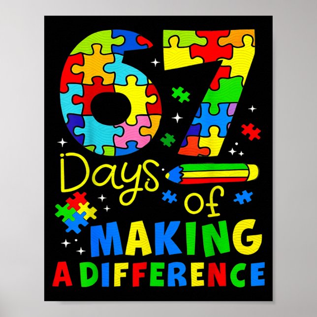 Poster 67 Days Of Making A Difference Funny Teacher Stude (Frente)