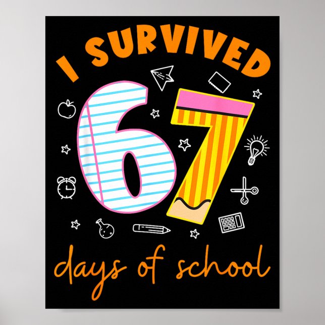 Poster 67 Days Of School Cool Teacher Design  (Frente)