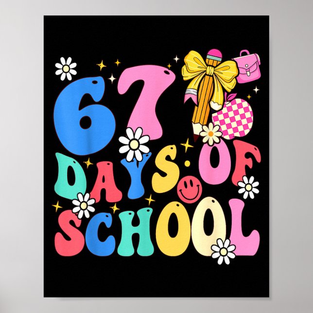 Poster 67 Days Of School Coquette Bow Students Teachers 1 (Frente)