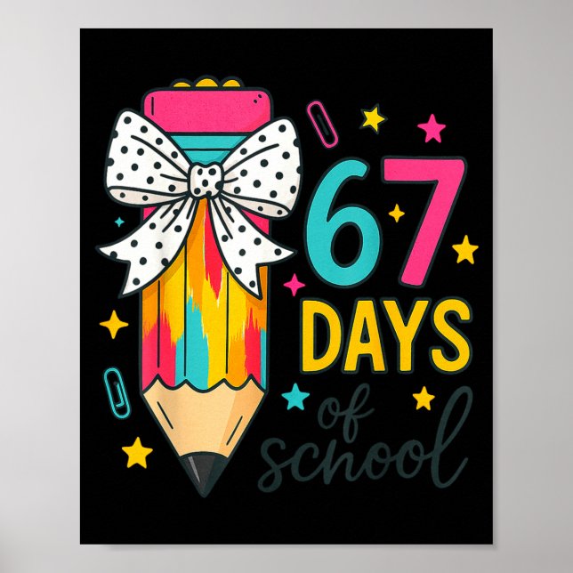 Poster 67 Days Of School Girls Coquette Bow Girls Boys Sc (Frente)