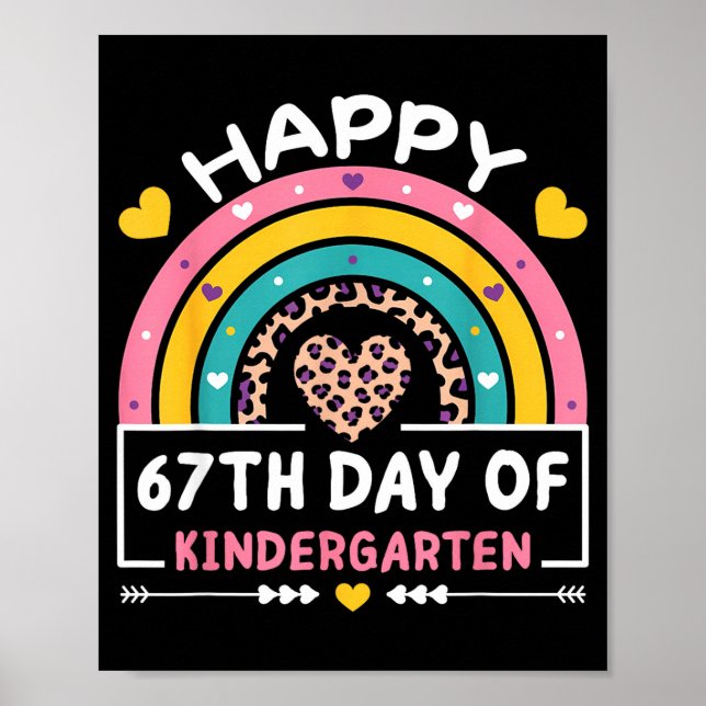 Poster 67 Days Of School Happy 67th Day Of Kindergarten T (Frente)