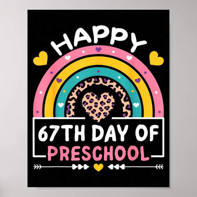 Poster 67 Days Of School Happy 67th Day Of Preschool Teac (Frente)