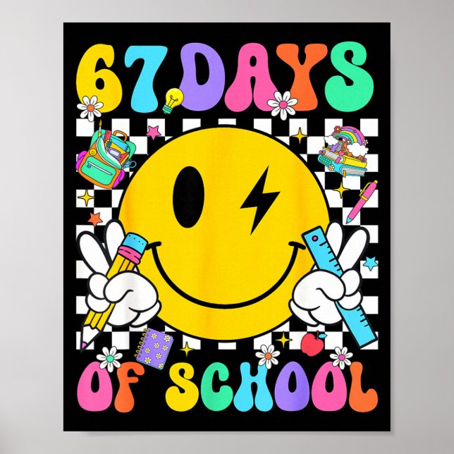 Poster 67 Days Of School Smile Face 67 Days Smarter Teach (Frente)
