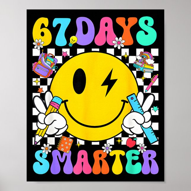 Poster 67 Days Of School Smile Face 67 Days Smarter Teach (Frente)