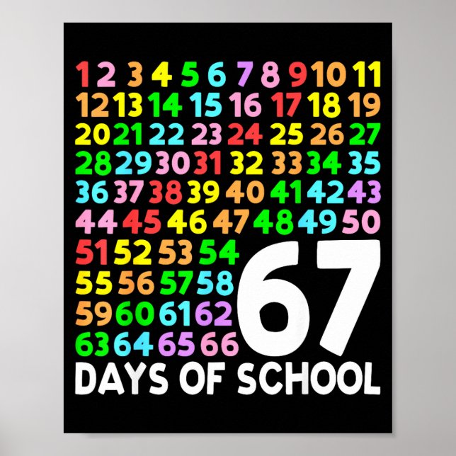 Poster 67 Days Of School Teacher Kids Boy 67 Math Numbers (Frente)