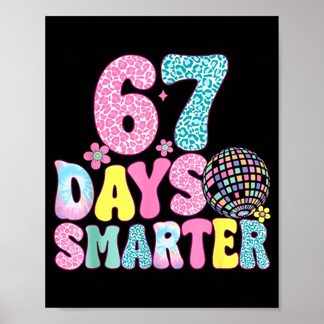 Poster 67 Days Smarter Rainbow Back To School Teacher Kid (Frente)