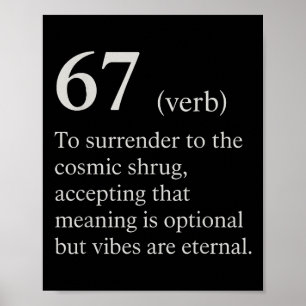 Poster 67 Definição de Verbo Meme Engraçado Piada de Inte