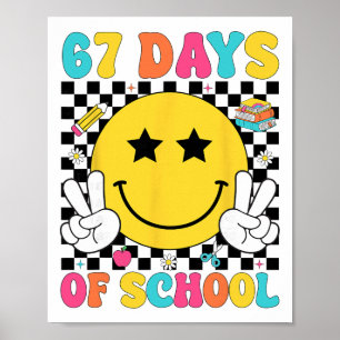 Poster 67 Dias De Escola Sorriso Retro Professor Crianças