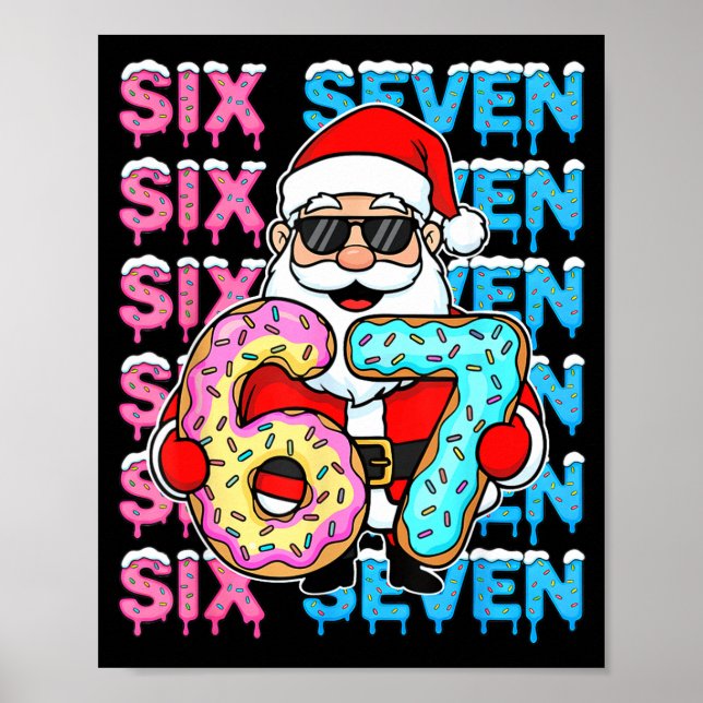 Poster 67 Donut Christmas Funny Six Seven Meme Santa Kids (Frente)