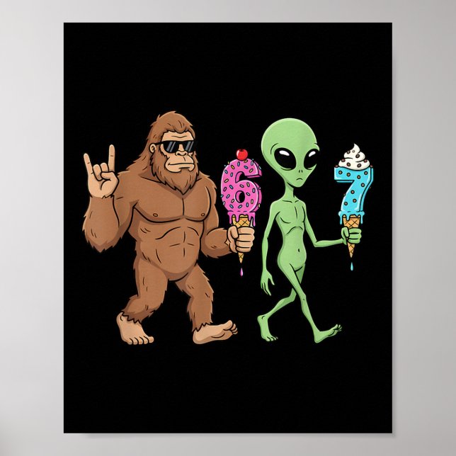 Poster 67 Drip Meme Engraçado Seis Sete Pé Grande Alieníg (Frente)