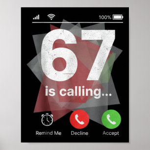 Poster 67 está ligando para a tela do telefone do meme en