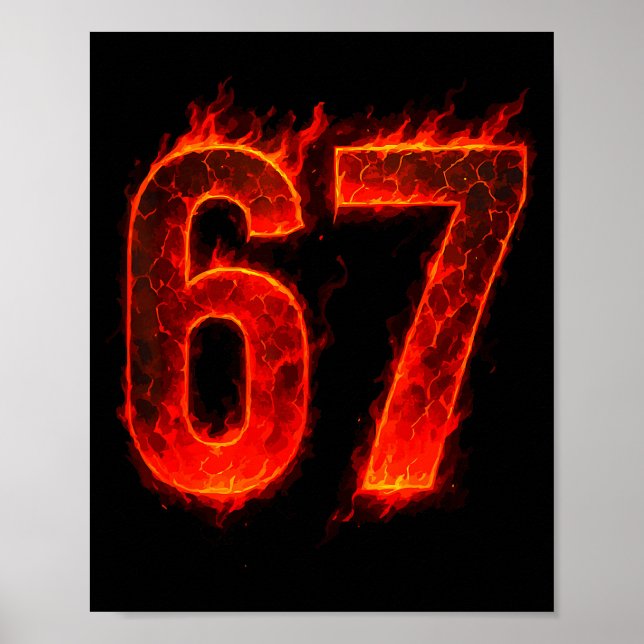 Poster 67 Flame Number Six Seven Meme 67 Kid  (Frente)