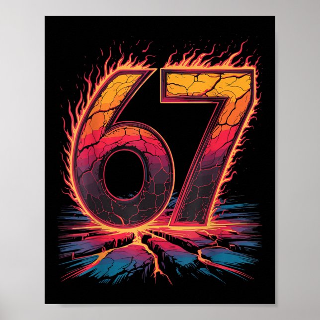 Poster 67 Flame Number Six Seven Meme 67 Kid  (Frente)