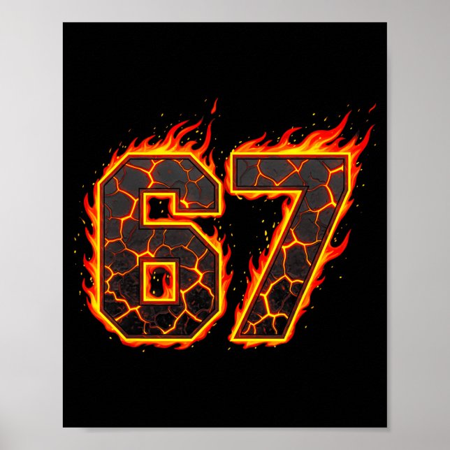 Poster 67 Flames Meme Six Seven Fire Funny Gen Alpha Slan (Frente)