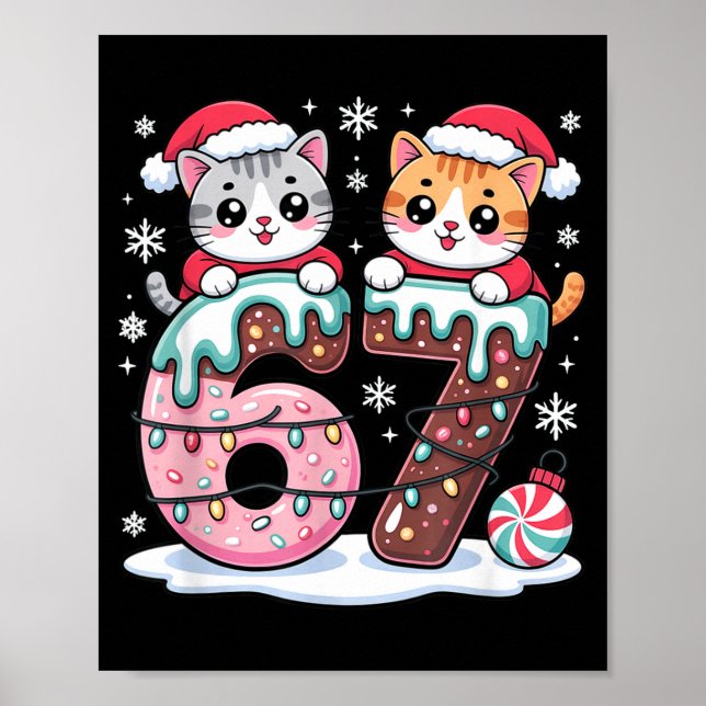 Poster 67 Funny Meme Kawaii Cats Christmas Ice Cream Drip (Frente)