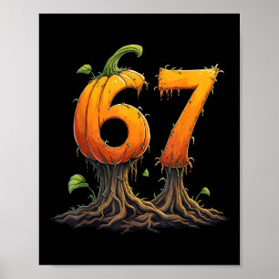 Poster 67 Halloween Brainrot Meme 6 7 Números Seis Sete P
