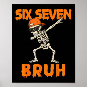 Poster 67 Halloween Engraçado Seis Sete Meme Brainrot Abó