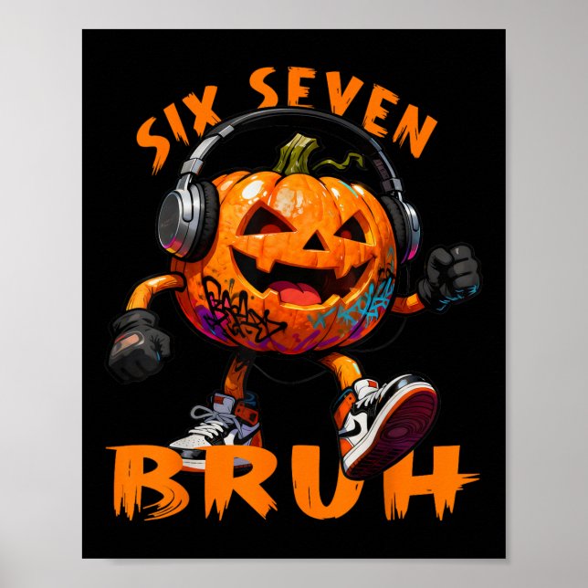Poster 67 Halloween Engraçado Seis Sete Meme Brainrot Abó (Frente)