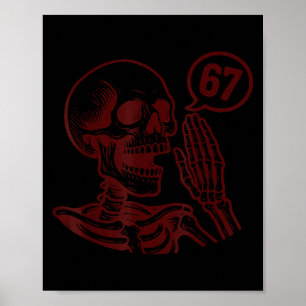 Poster 67 Halloween Esqueleto Seis Sete Meme Brainrot Div
