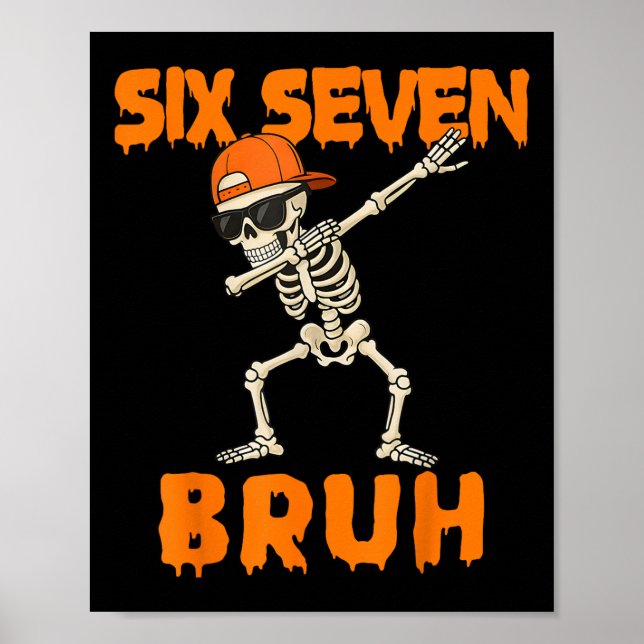 Poster 67 Halloween Funny Six Seven Meme Brainrot Pumpkin (Frente)