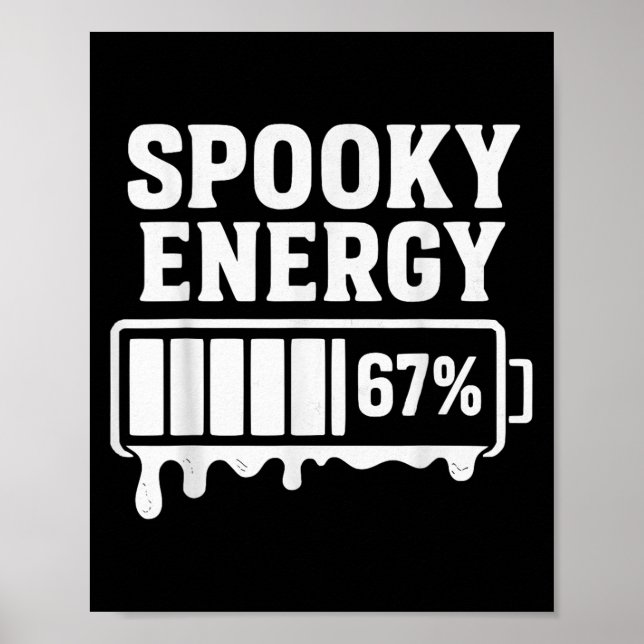 Poster 67 Halloween Spooky Energy Brainrot Meme Six Seven (Frente)