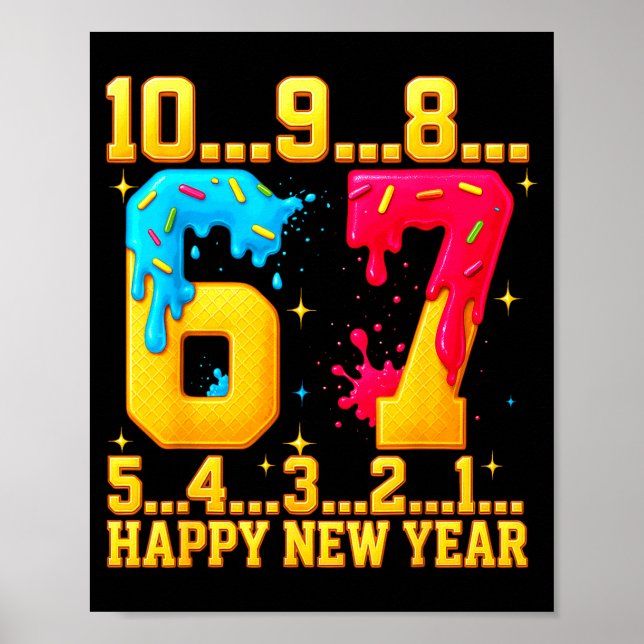 Poster 67 Happy New Year Six Seven Funny Countdown 2026  (Frente)