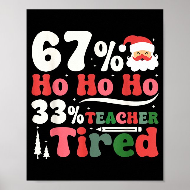 Poster 67% Ho Ho Ho 33% Teacher Tired Retro Christmas 67  (Frente)
