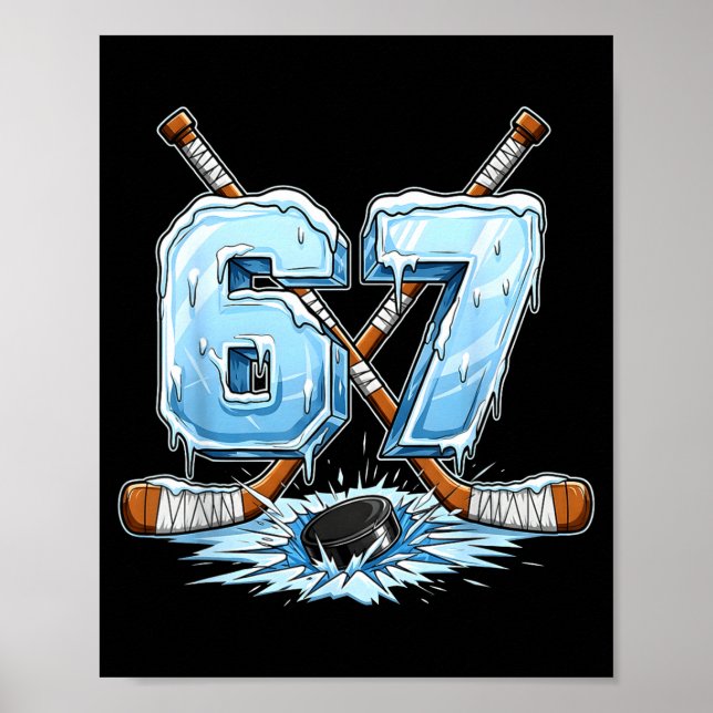 Poster 67 Hockey Drip Number Funny Meme Style Boys Graphi (Frente)