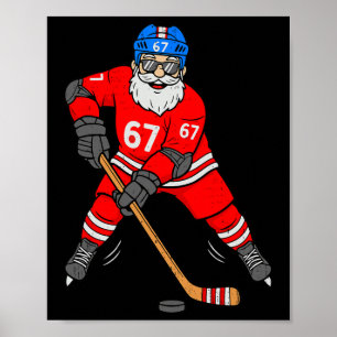 Poster 67 Hóquei No Gelo Papai Noel Seis Sete Meme Natal 