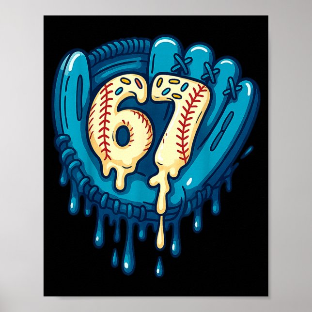 Poster 67 Ice Cream Drip Funny Six Seven Baseball  (Frente)