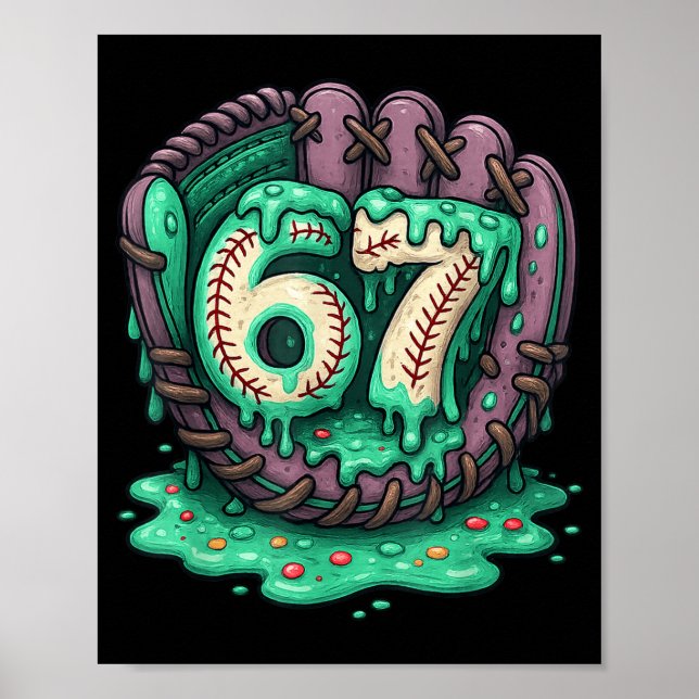 Poster 67 Ice Cream Drip Funny Six Seven Baseball  (Frente)