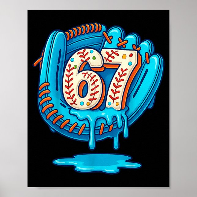 Poster 67 Ice Cream Drip Funny Six Seven Baseball  (Frente)