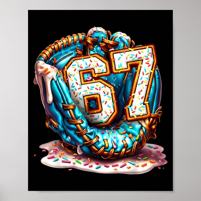 Poster 67 Ice Cream Drip Funny Six Seven Baseball  (Frente)