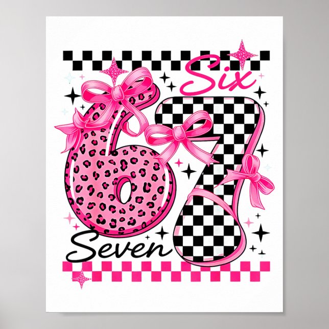 Poster 67 Leopard Checkered Six Seven Meme 6-7 Teachers  (Frente)