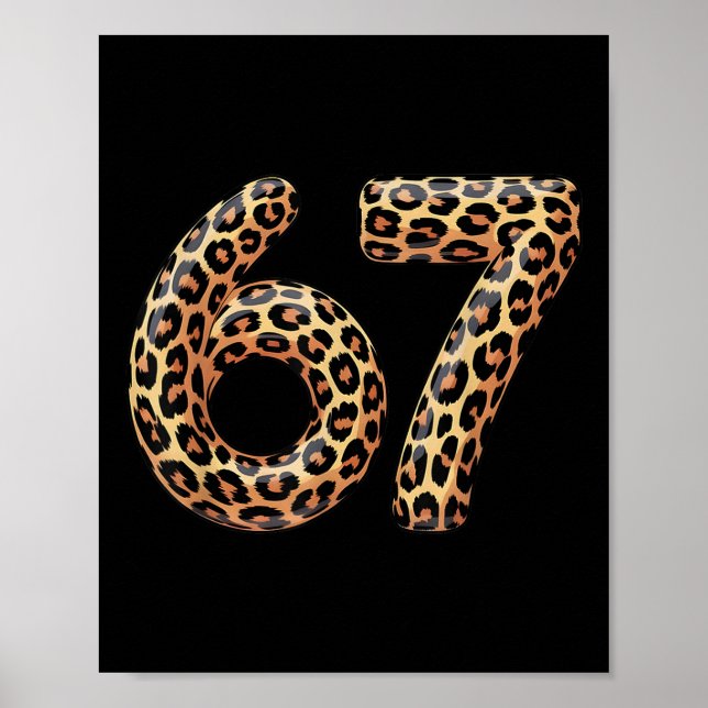 Poster 67 Leopard Meme Funny Six Seven Gen Alpha Slang Ch (Frente)