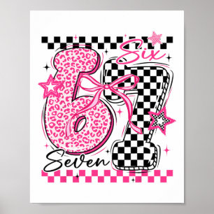 Poster 67 Leopardo Xadrez Engraçado Seis Sete Meme 6-7 Ch