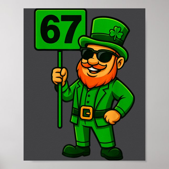 Poster 67 Leprechaun Six Seven Gen Meme Lucky Vibes St Pa (Frente)