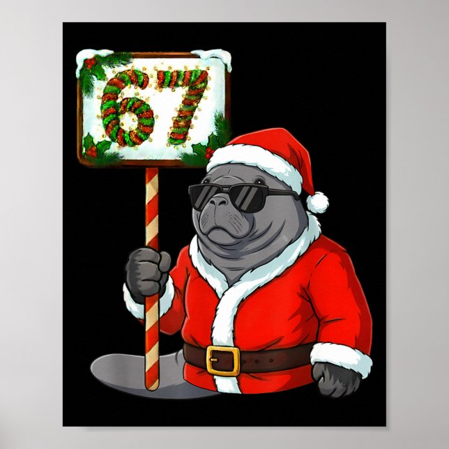 Poster 67 Manatee Christmas Six Seven Meme Brainrot Manat (Frente)