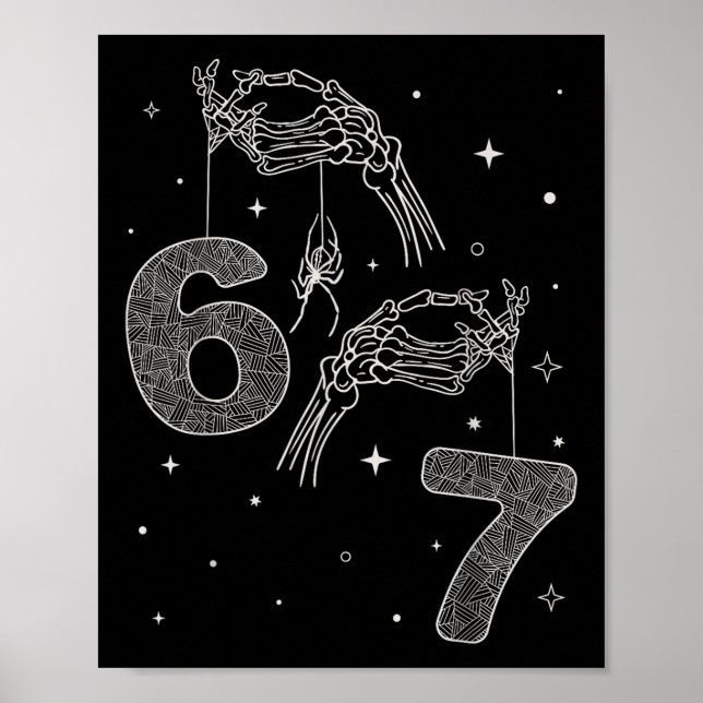 Poster 67 Mão de Esqueleto Meme Engraçado Halloween Six S (Frente)