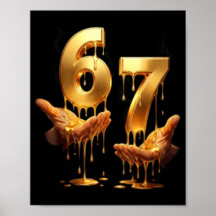 Poster 67 Mãos Six Seven 6 7 Ouro Gotejamento Adolescente