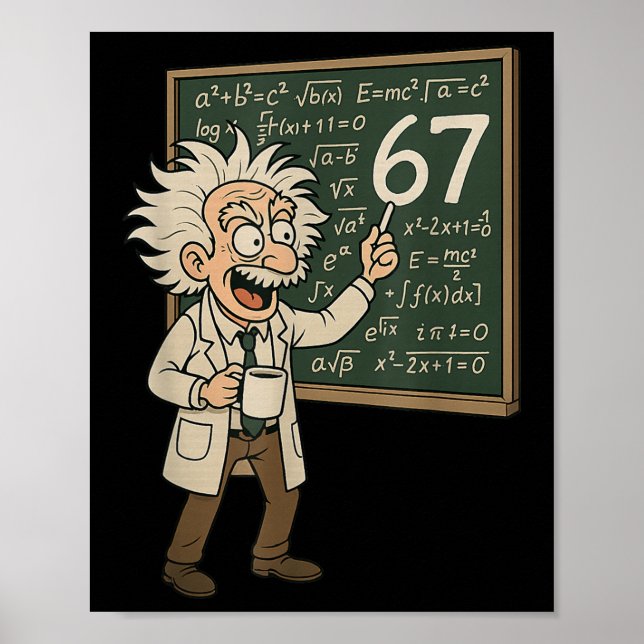 Poster 67 Math Meme Funny Professor Genius Chalkboard  (Frente)