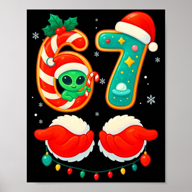 Poster 67 Meme Christmas Funny Alien Santa Six Seven Xmas (Frente)