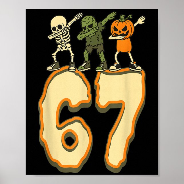 Poster 67 Meme de Halloween 6 7 Números Seis Sete Criança (Frente)